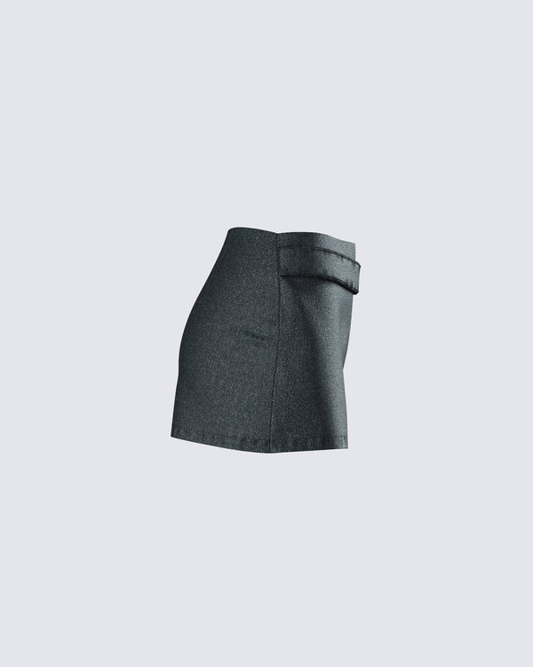 Finesse Sammy Black Belted Mini Skirt