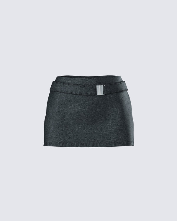 finesse Sammy Black Belted Mini Skirt
