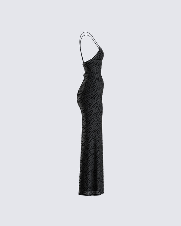 Finesse Santana Black Mesh Maxi Dress