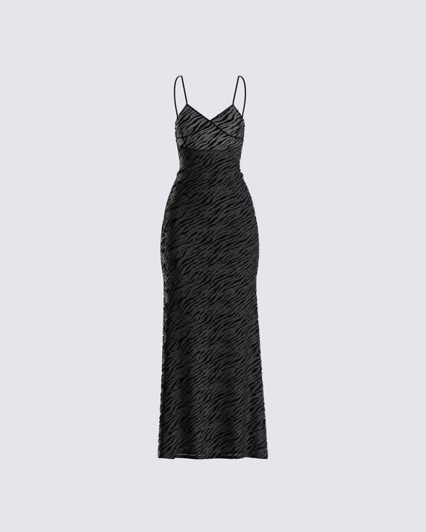 finesse Santana Black Mesh Maxi Dress