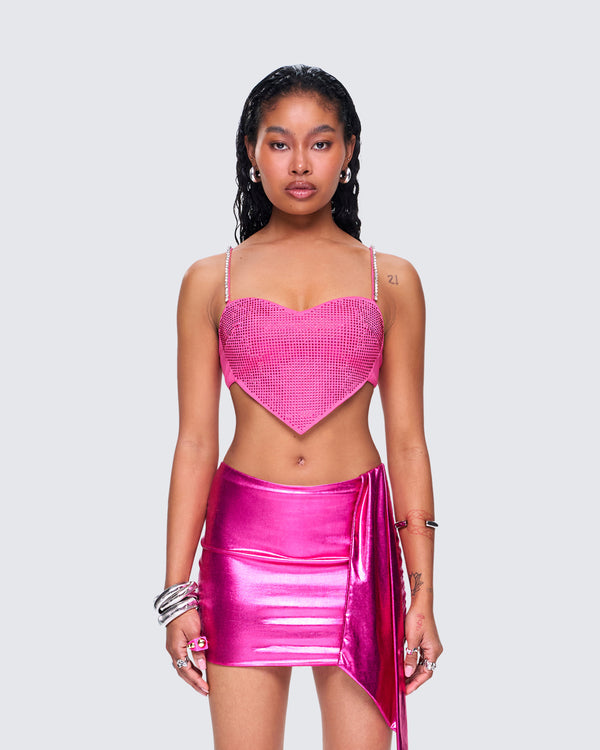 Finesse Sanya Pink Heart Crop Top
