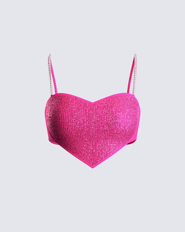 finesse Sanya Pink Heart Crop Top