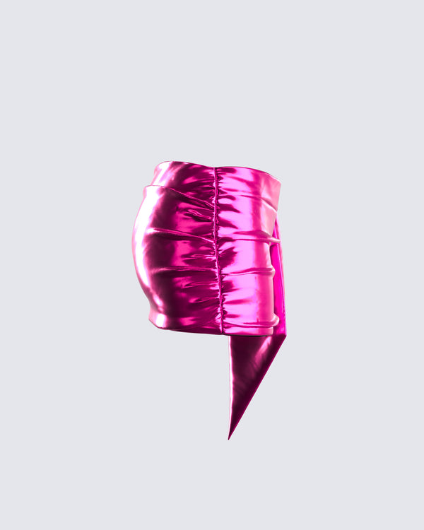 Finesse Sanya Pink Metallic Mini Skirt