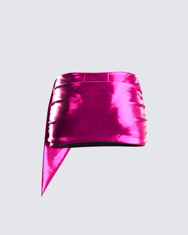 Finesse Sanya Pink Metallic Mini Skirt
