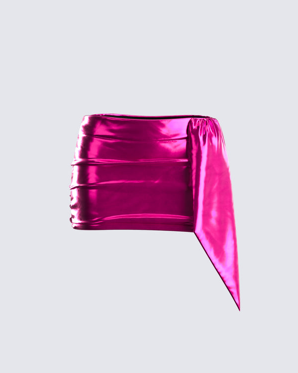 finesse Sanya Pink Metallic Mini Skirt