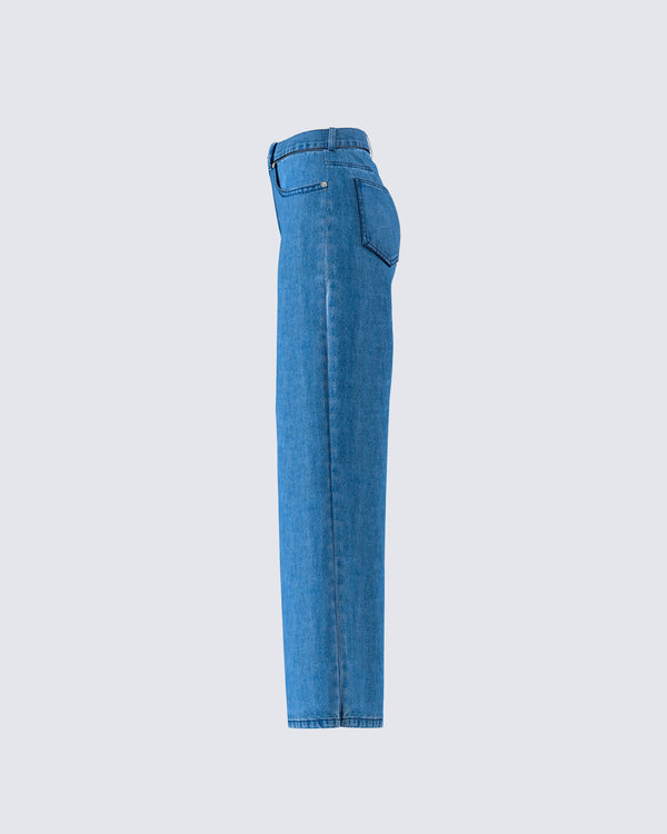 Finesse Sara Blue Denim Wide Leg Jean