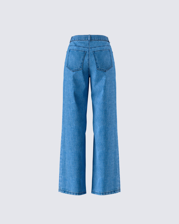 Finesse Sara Blue Denim Wide Leg Jean