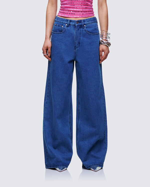 Finesse Sara Blue Denim Wide Leg Jean