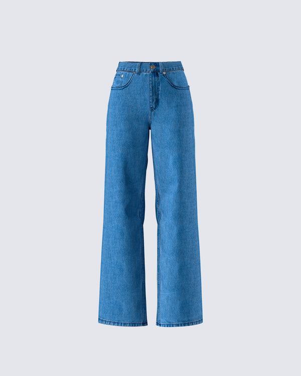 finesse Sara Blue Denim Wide Leg Jean