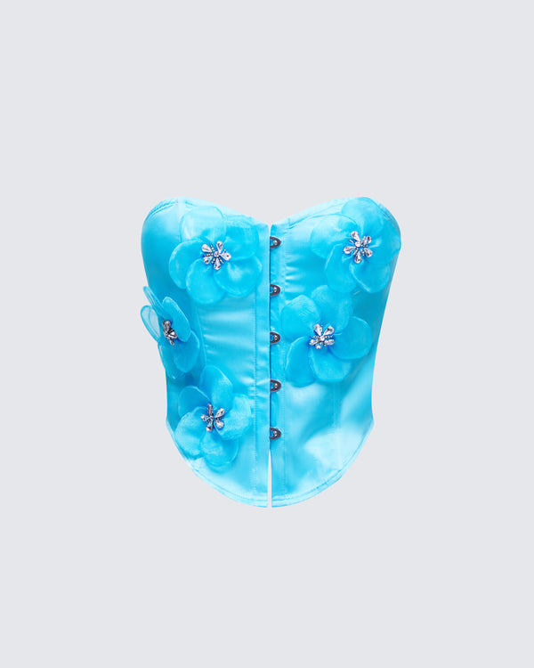 finesse Saranna Blue Flower Corset