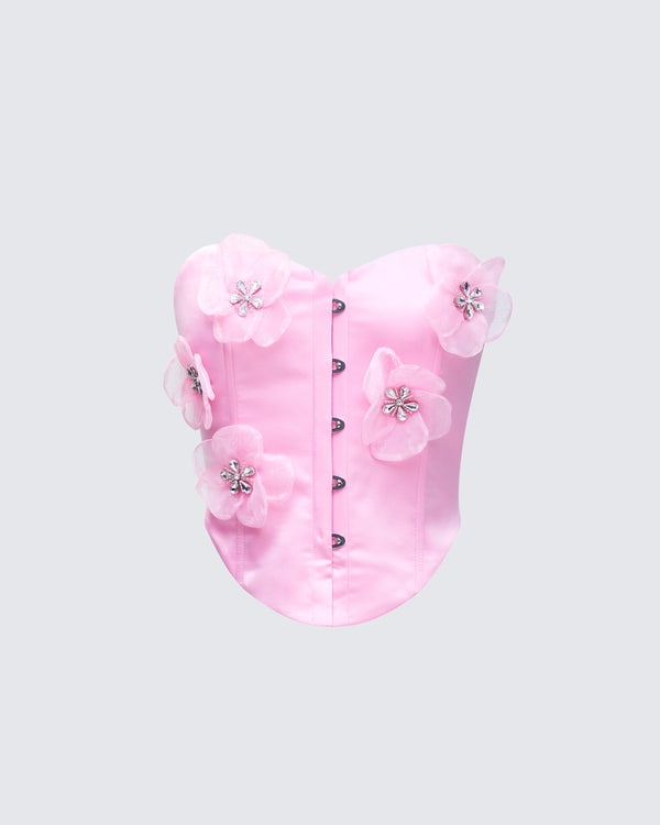 finesse Saranna Pink Flower Corset