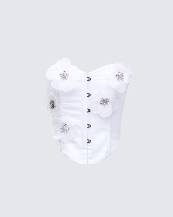 finesse Saranna White Flower Corset