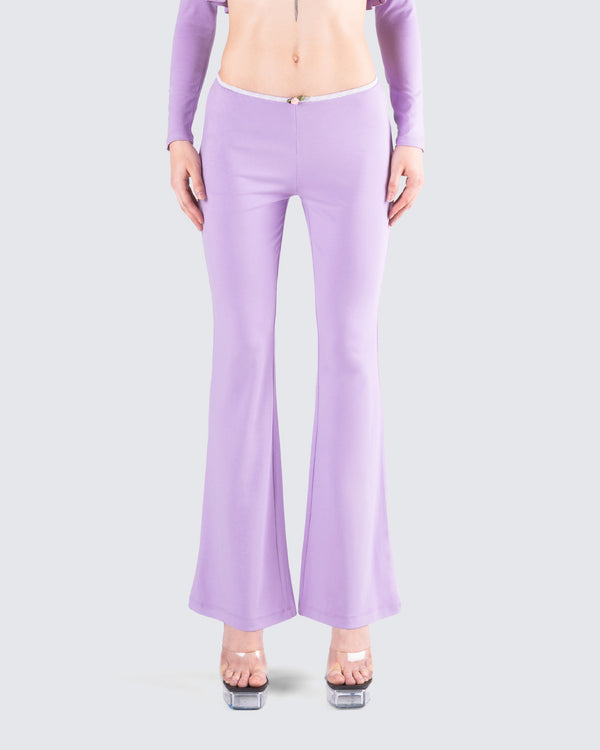 Finesse Scout Purple Rib Flared Pants