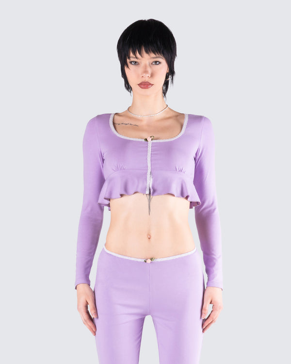 Finesse Scout Purple Rib Flyaway Top