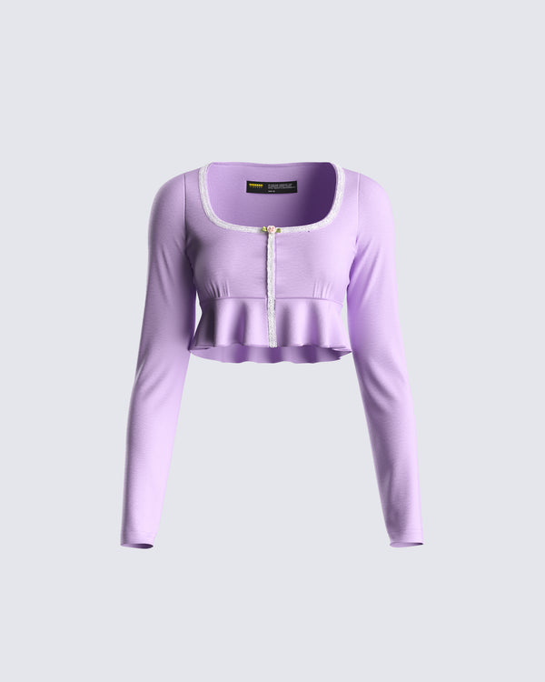 finesse Scout Purple Rib Flyaway Top