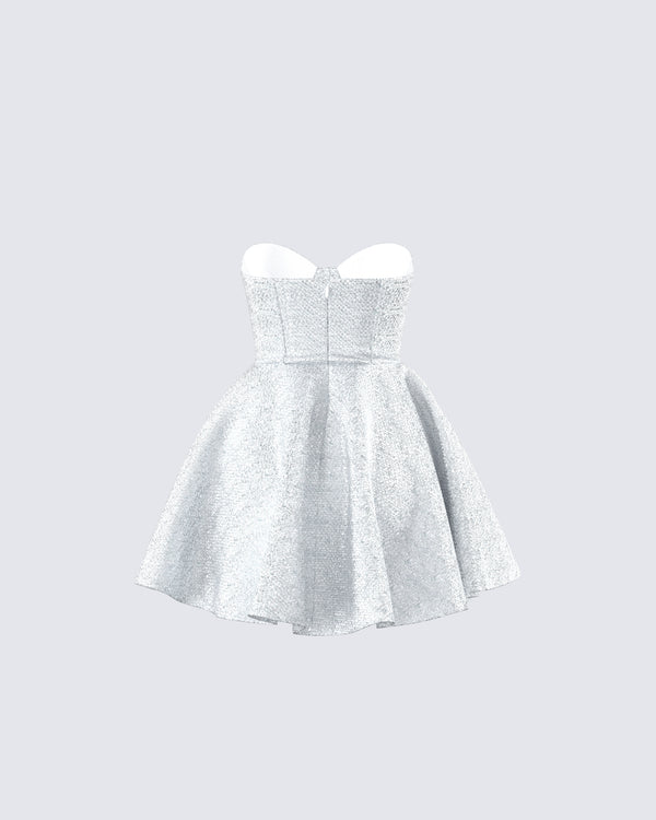 Finesse Sejal Silver Corset Mini Dress