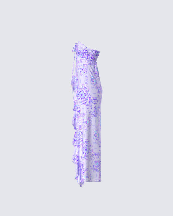 Finesse Sela Lavender Printed Midi Top