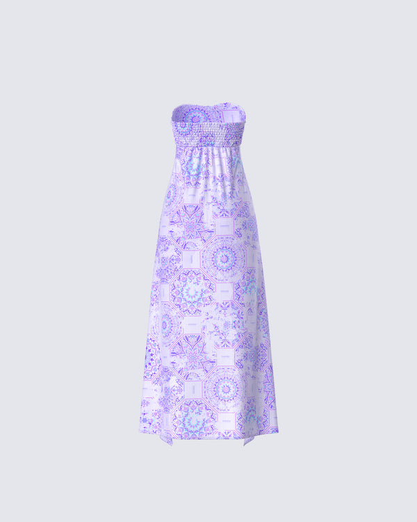 Finesse Sela Lavender Printed Midi Top