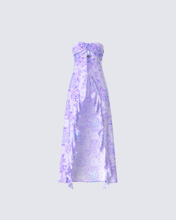 finesse Sela Lavender Printed Midi Top