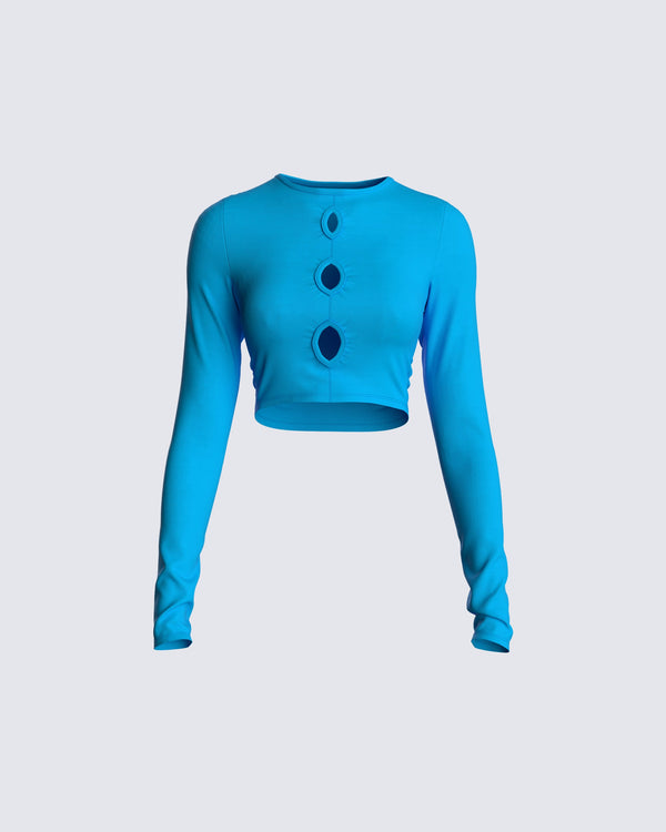 finesse Selina Blue Cut Out Top
