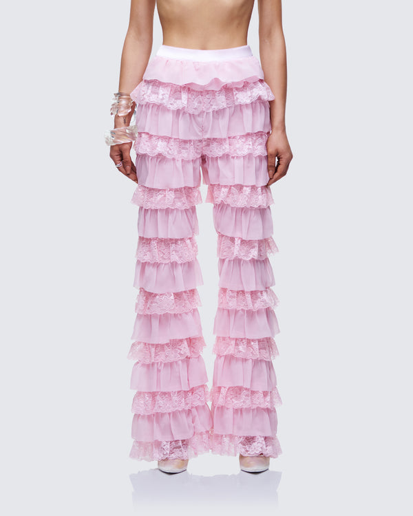 Finesse Senara Pink Ruffle Tier Pant
