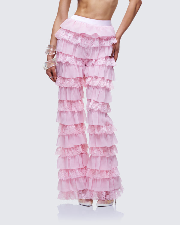 Finesse Senara Pink Ruffle Tier Pant