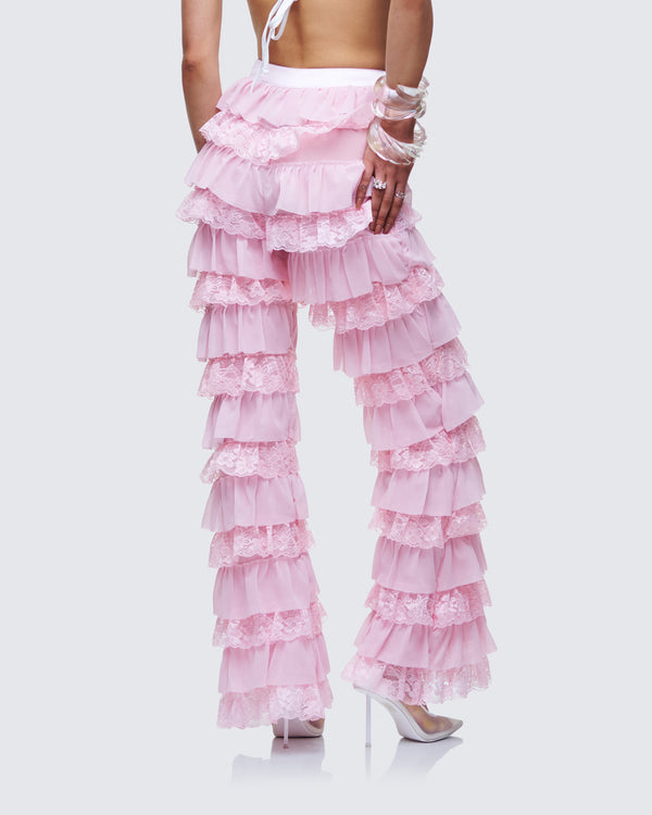 Finesse Senara Pink Ruffle Tier Pant