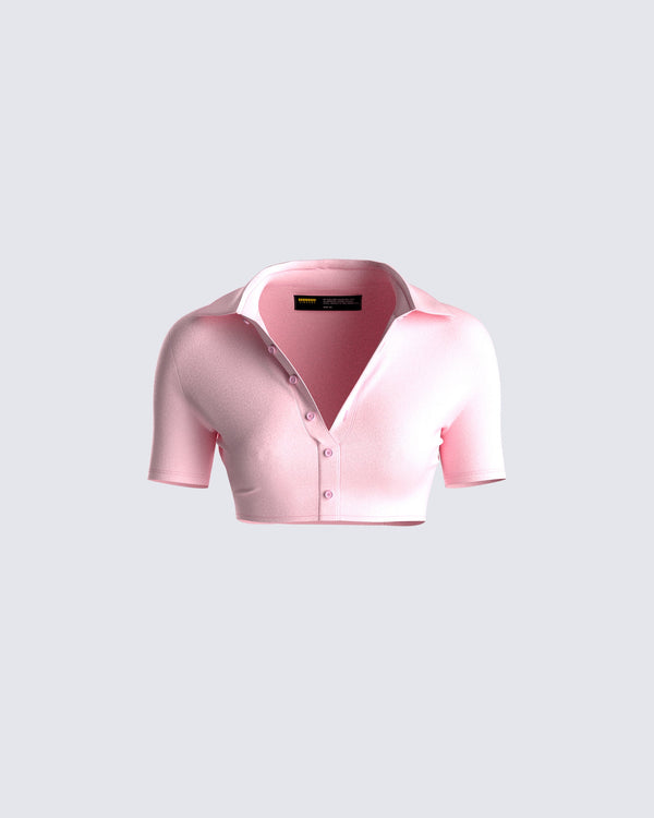 finesse Seraphina Pink Collared Shirt