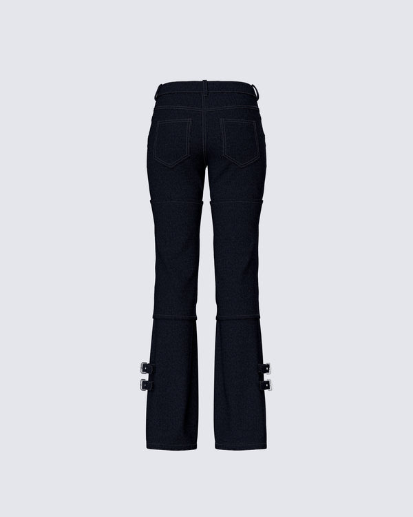 Finesse Serenity Black Denim Buckle Jean