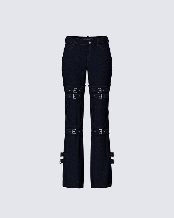 finesse Serenity Black Denim Buckle Jean