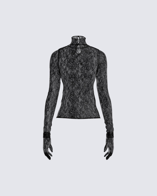 finesse Shia Black Lace Top and Gloves