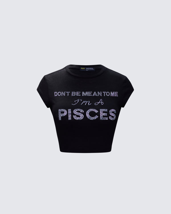 finesse Shirin Black Pisces Rhinestone Top