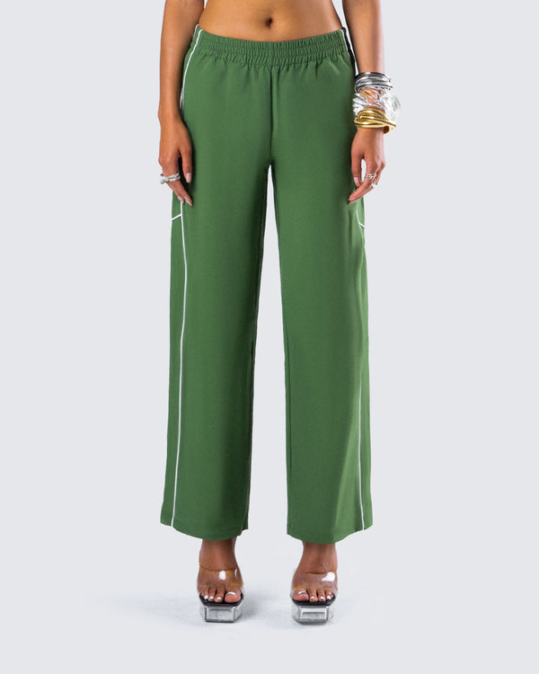 Finesse Sidonia Baggy Green Track Pants
