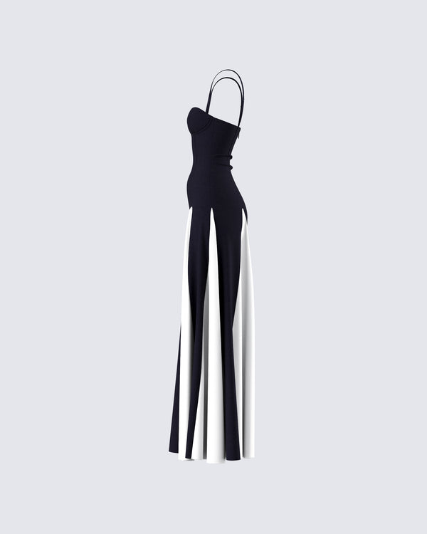 Finesse Skylah Black And White Gown