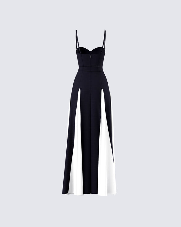 Finesse Skylah Black And White Gown