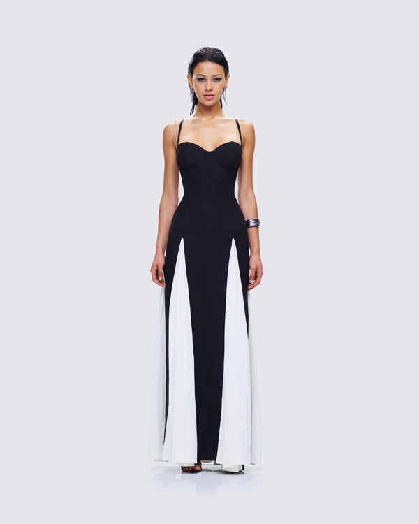Finesse Skylah Black And White Gown