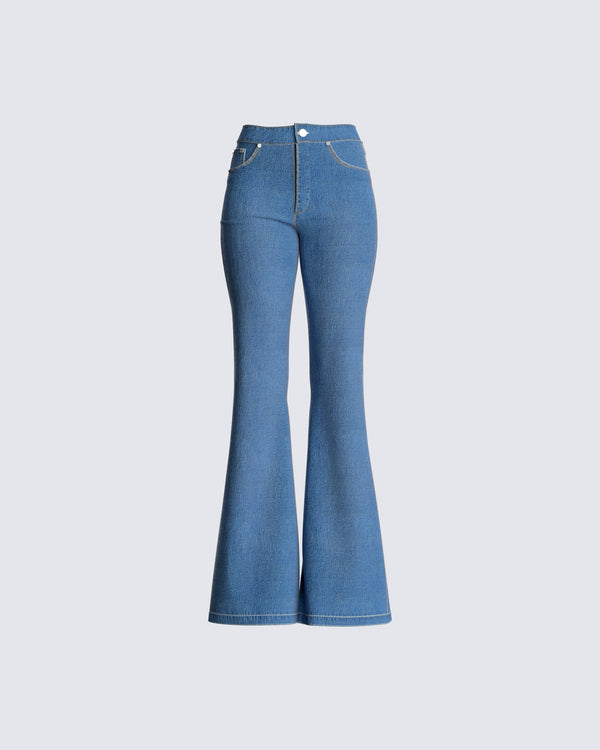 finesse Skyler Flared Blue Jeans