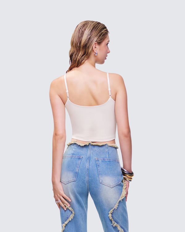 Finesse Soleia Ivory Rhinestone Slogan Cami Top