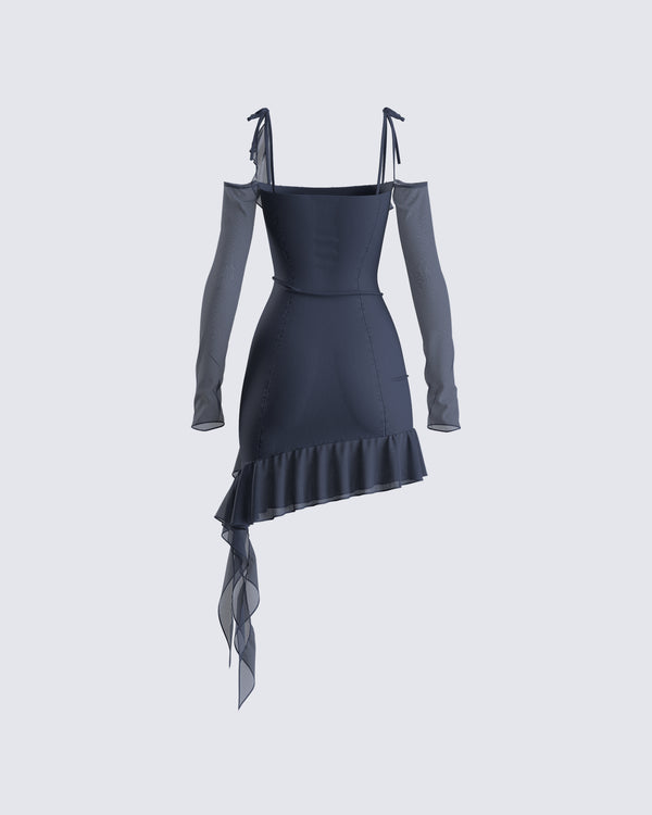 Finesse Solene Navy Mesh Mini Dress