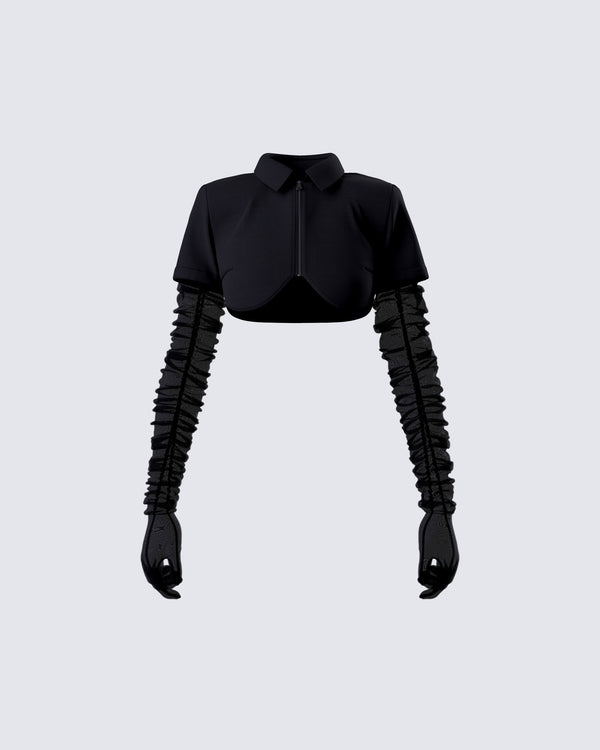 finesse Sora Black Shirt & Gloves