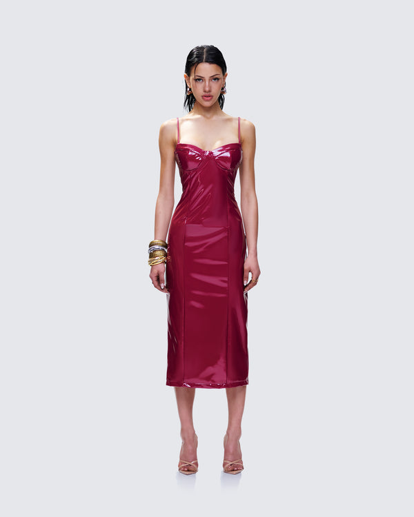 Finesse Soraya Burgundy Midi Dress