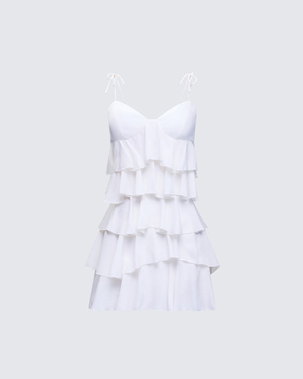finesse Sorel Ivory Tiered Ruffle Dress