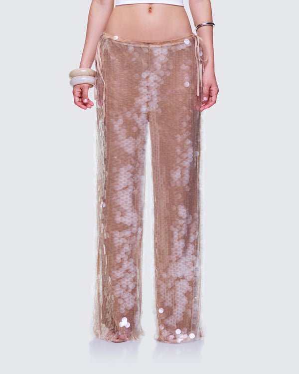 Finesse Speranza Clear Sequin Tie Pants