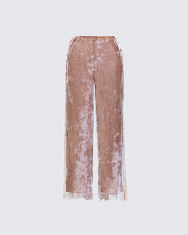 finesse Speranza Clear Sequin Tie Pants