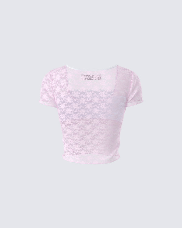 Finesse Stefanie Pink Lace Top
