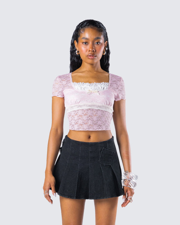 Finesse Stefanie Pink Lace Top