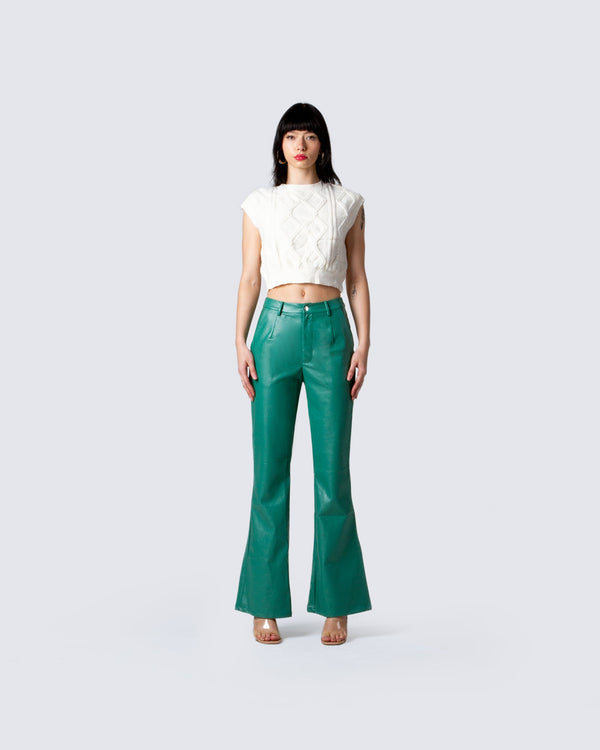 Finesse Stella Green Vegan Leather Pant