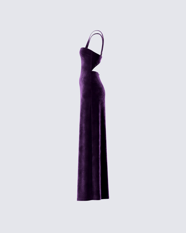 Finesse Stephanie Purple Velvet Maxi Dress
