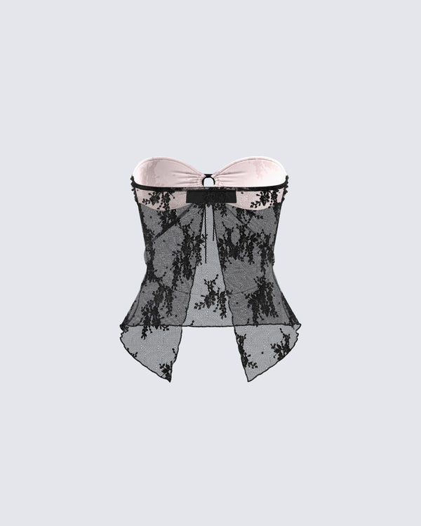 Finesse Summer Black Lace Strapless Top