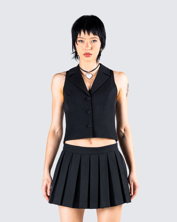 Finesse Supriya Black Cropped Vest